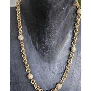 PJM 925 Gold Sterling Silver Chain Ball Necklace Vermeil Vintage Heavy